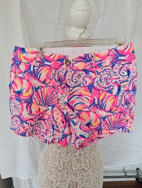 Lilly Pulitzer Neon Shell-Print Shorts in Hot Pink & Blue